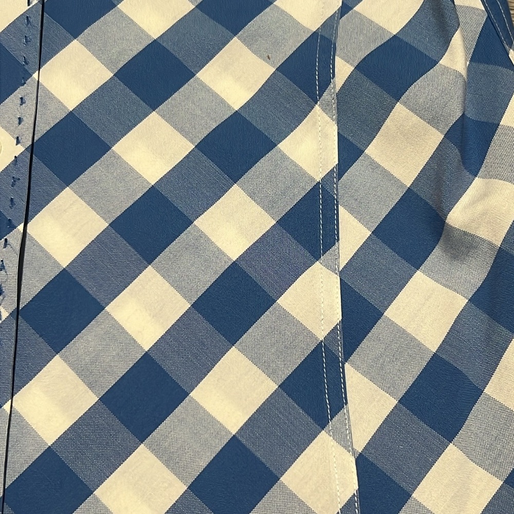 Faconnable Blue White Gingham Fitted Button Down … - image 6